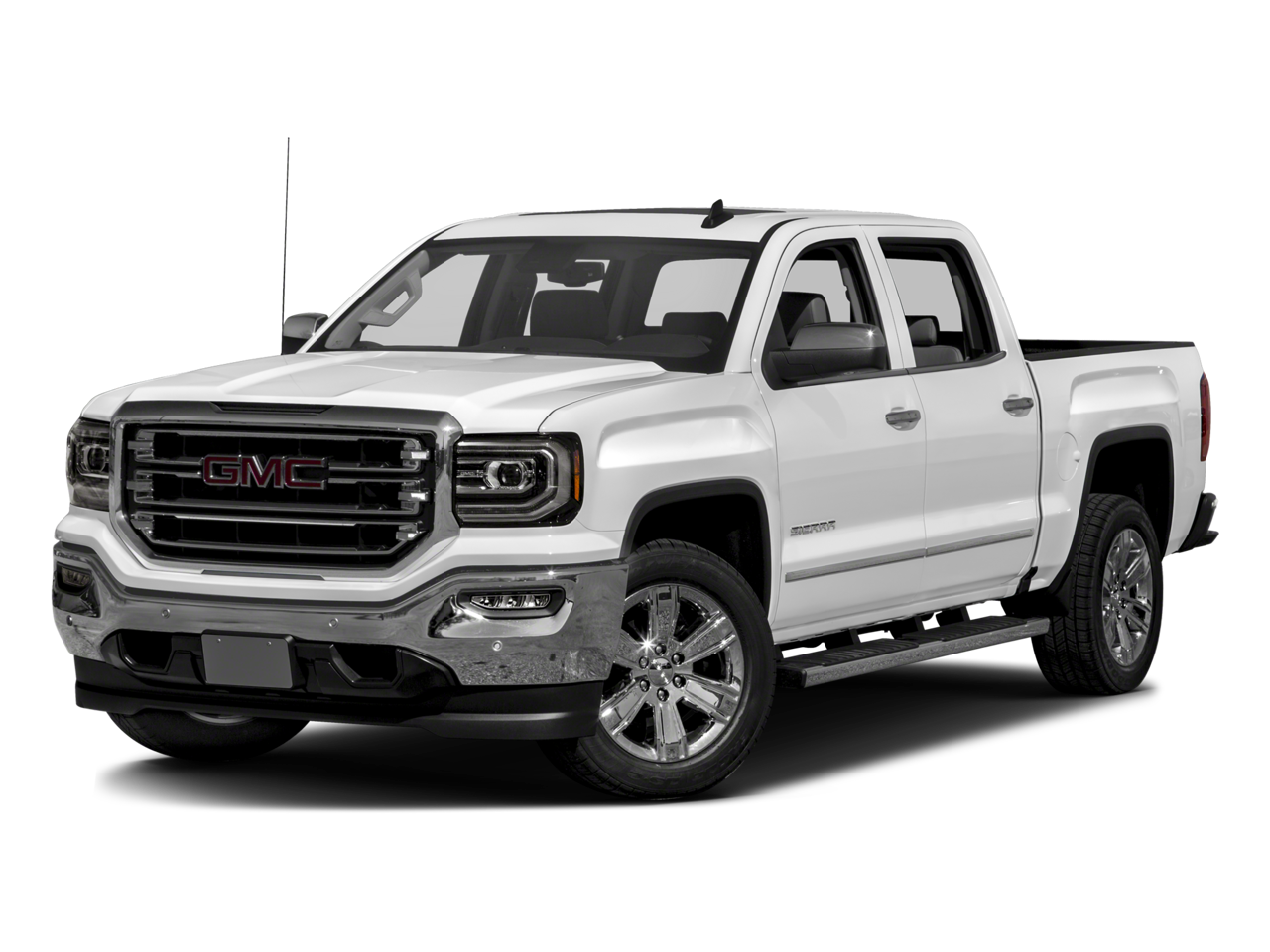 2017 GMC Sierra 1500 SLT in White Frost Tricoat — front three-quarter view