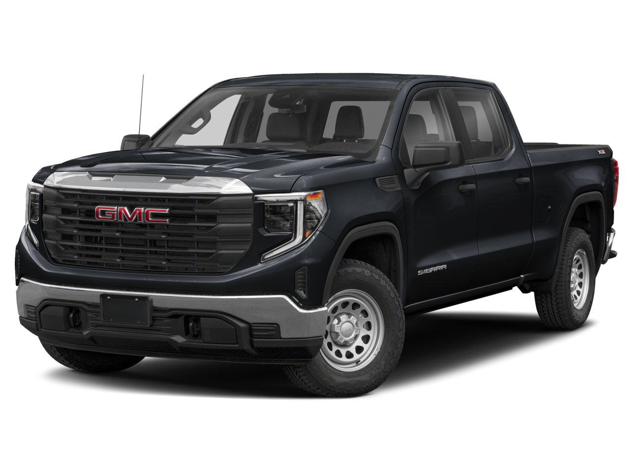 2023 GMC Sierra 1500 AT4 in Sterling Metallic — front three-quarter view