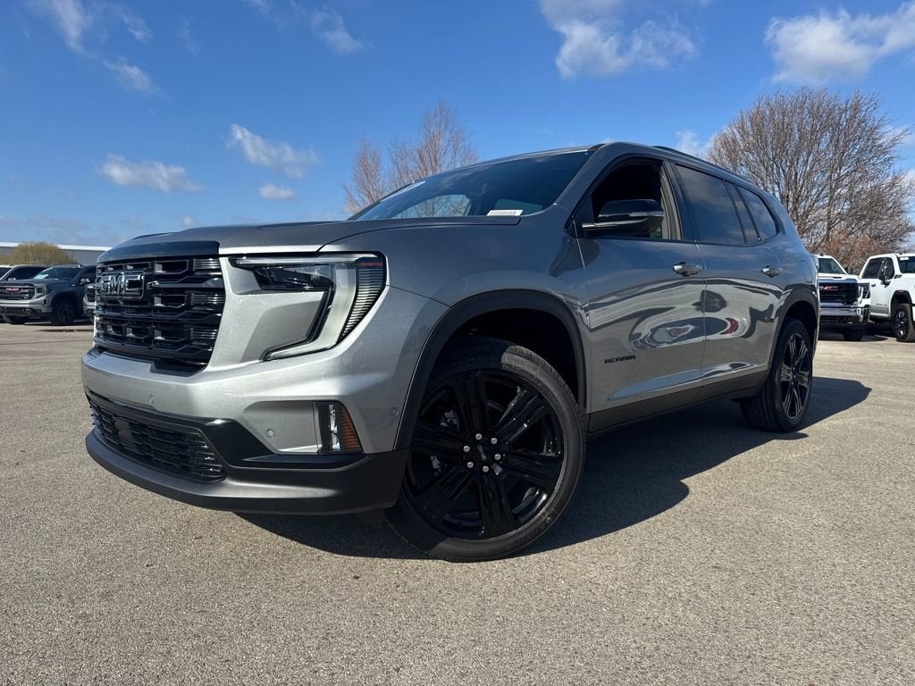 2026 GMC Acadia Elevation in Sterling Metallic — front three-quarter view