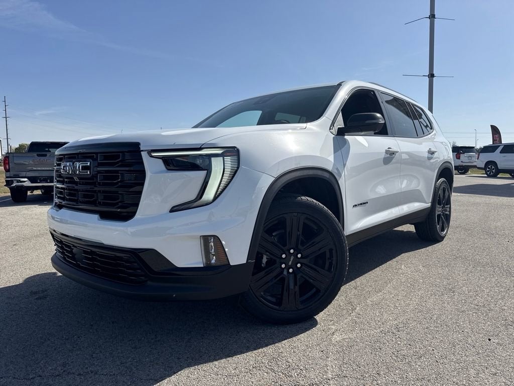 2026 GMC Acadia Elevation in Summit White — front three-quarter view