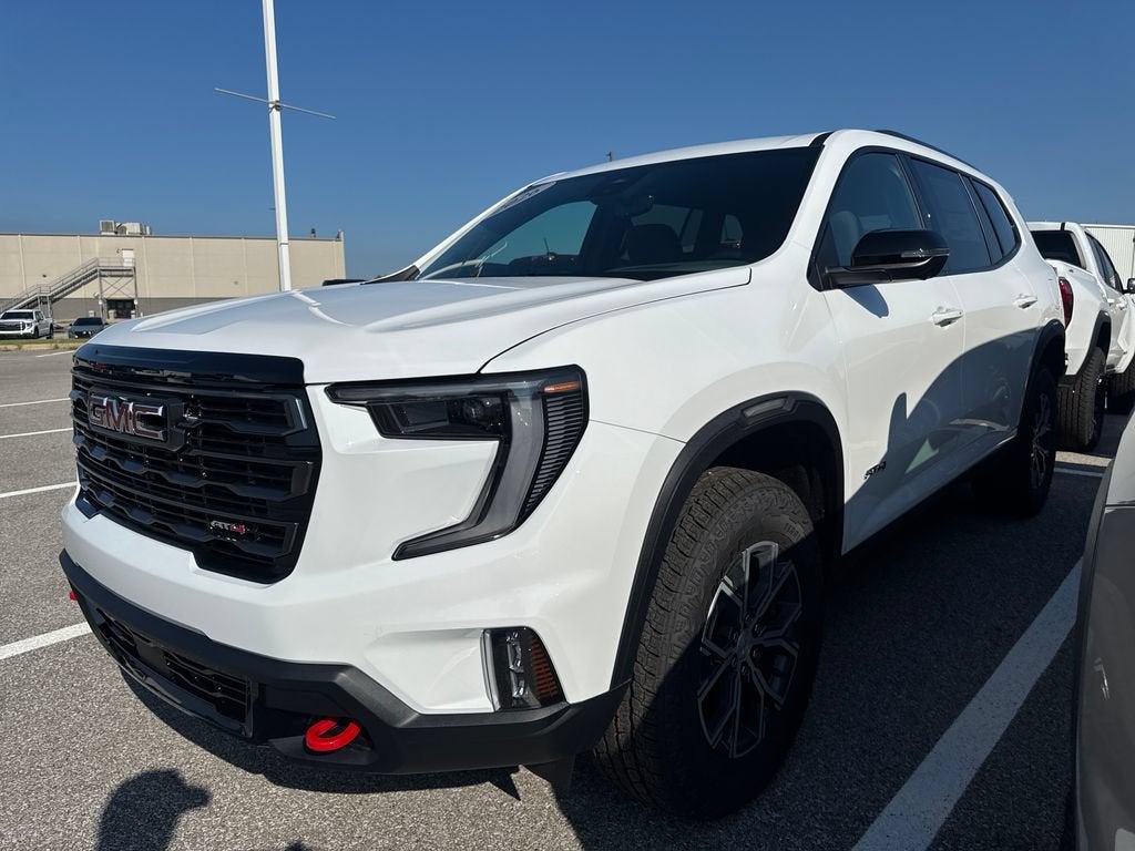 2026 GMC Acadia AT4 in Summit White — front three-quarter view