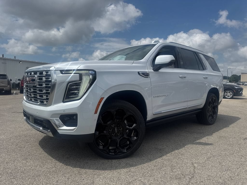 2026 GMC Yukon Denali in Glacier White Tricoat — front three-quarter view
