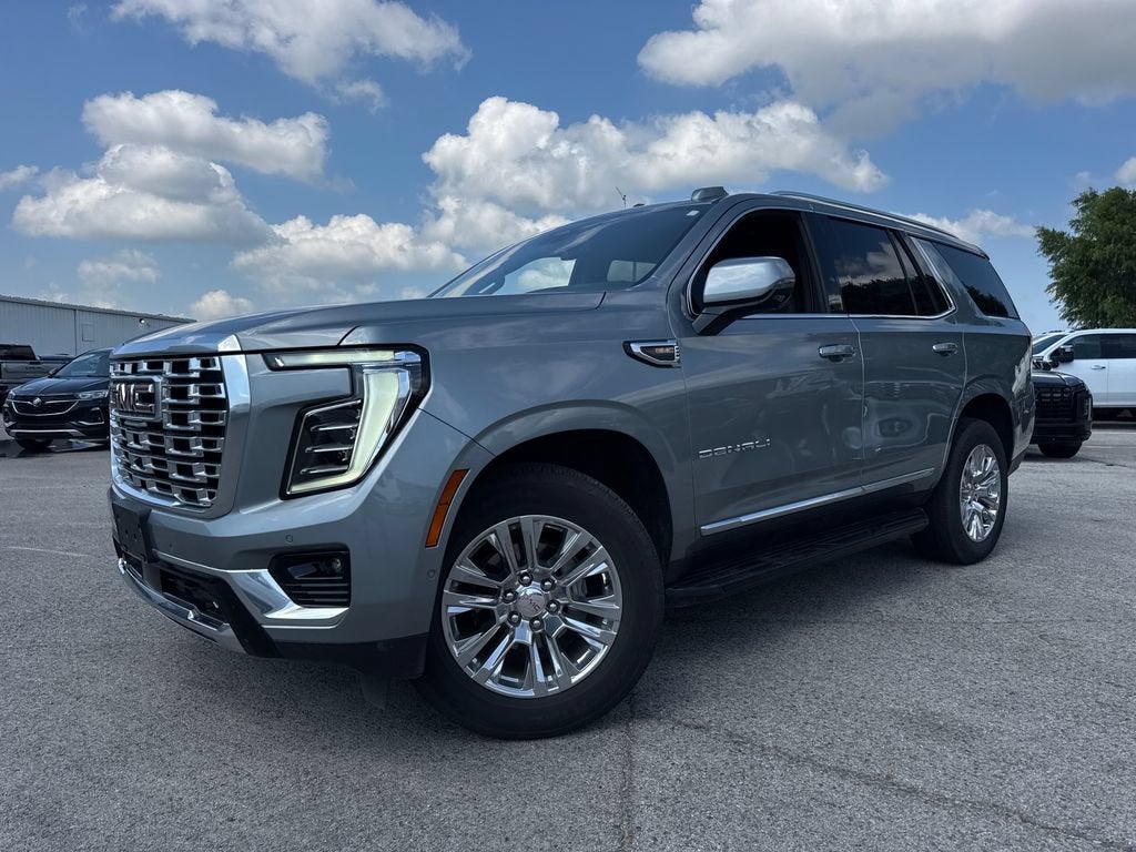 2025 GMC Yukon Denali in Sterling Metallic — front three-quarter view