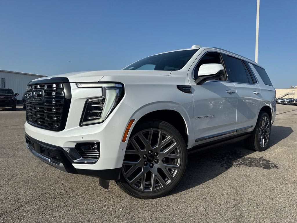 2026 GMC Yukon Denali Ultimate in Glacier White Tricoat — front three-quarter view