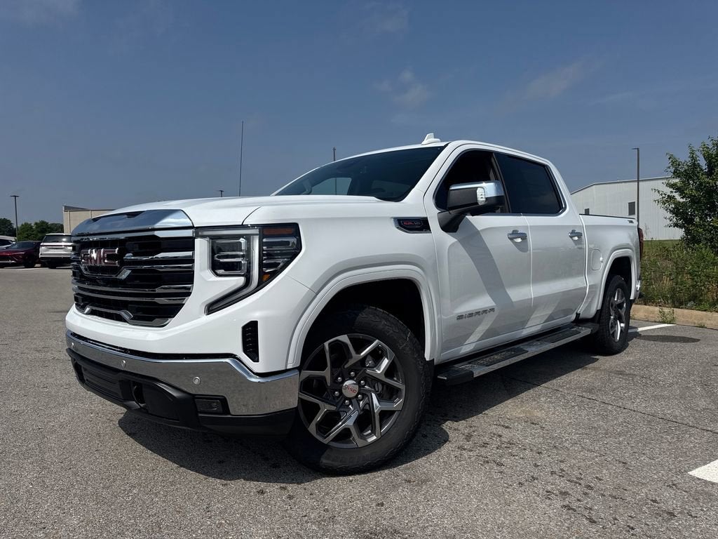 2026 GMC Sierra 1500 SLT in Summit White — front three-quarter view