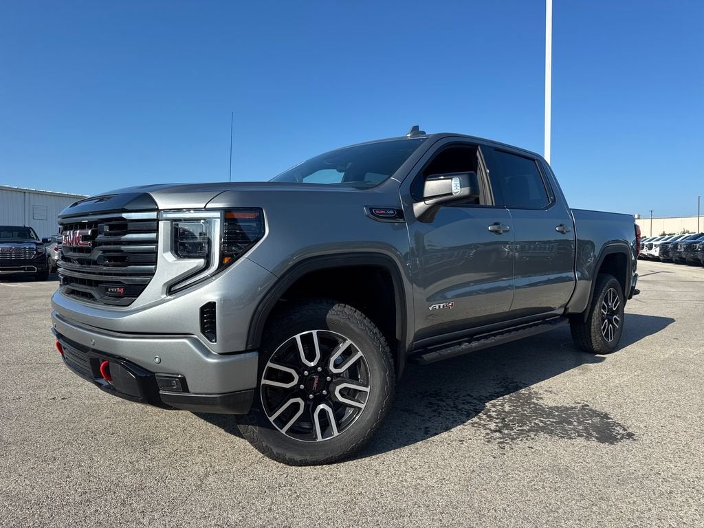 2026 GMC Sierra 1500 AT4 in Sterling Metallic — front three-quarter view