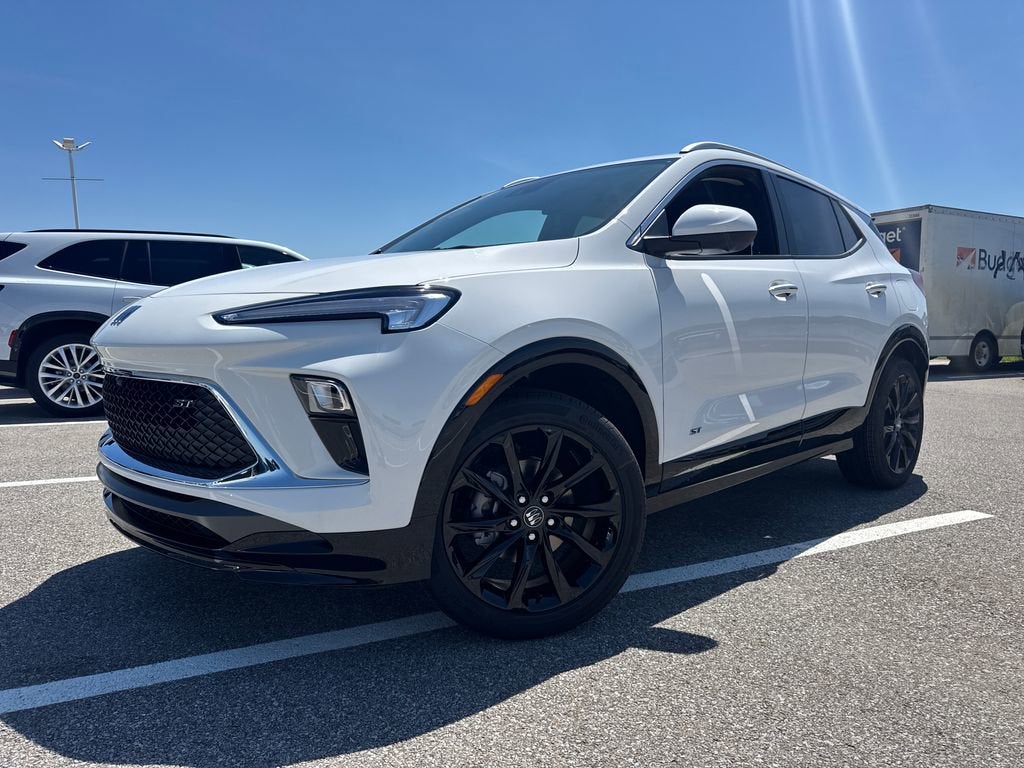 2026 Buick Encore GX Sport Touring in Summit White — front three-quarter view