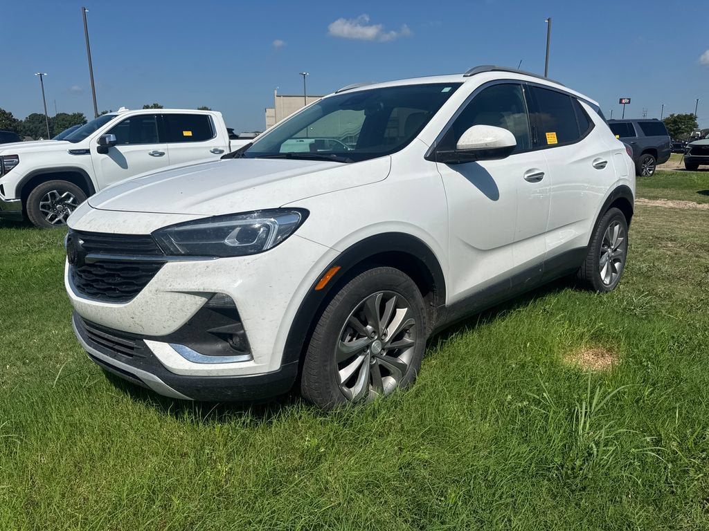 2020 Buick Encore GX Essence in Summit White — front three-quarter view