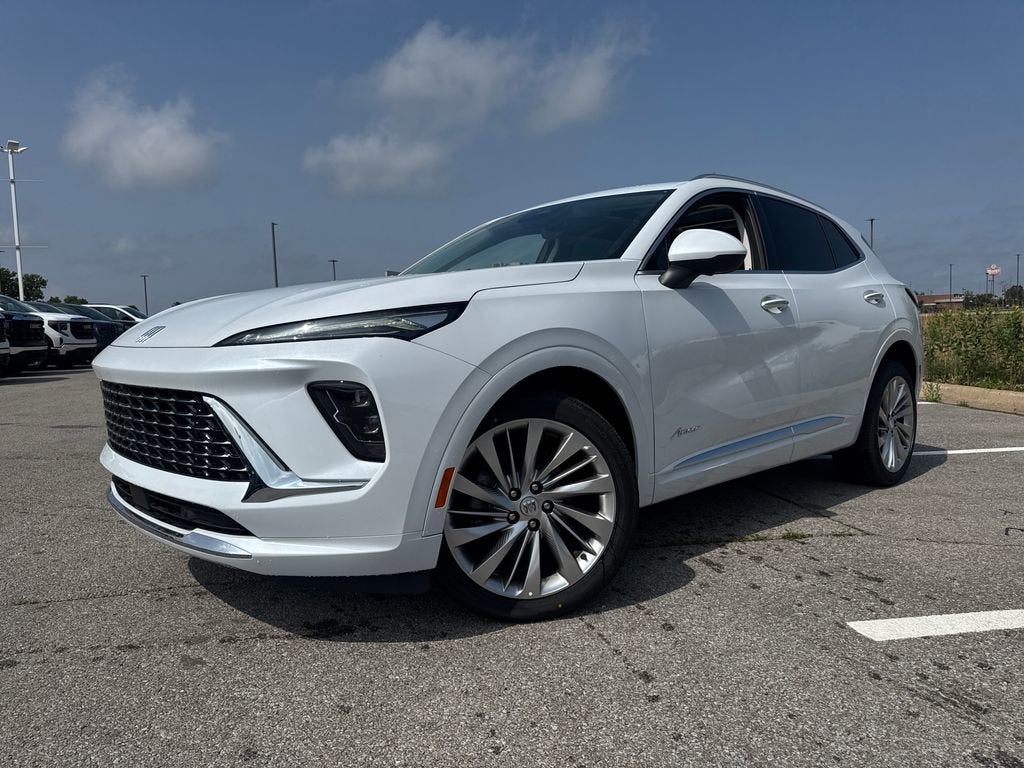 2026 Buick Envision Avenir in Iridescent White Tricoat — front three-quarter view