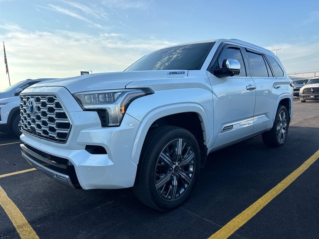 2023 Toyota Sequoia SR5 in Wind Chill Pearl — front three-quarter view