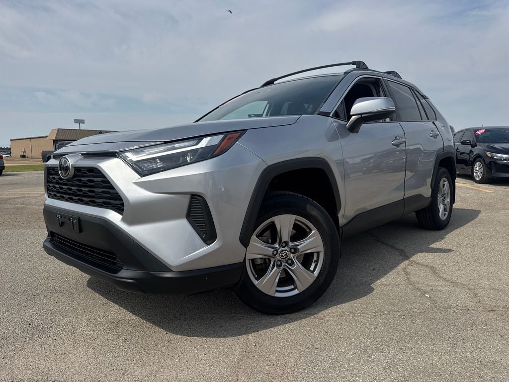 2023 Toyota RAV4 XLE in Silver Sky Metallic — front three-quarter view